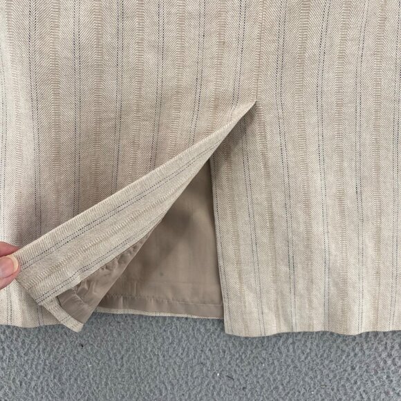 Jones Wear Skirt Womens 12 Ivory Pinstripe Linen Blend Straight Below Knee Work - Picture 5 of 11